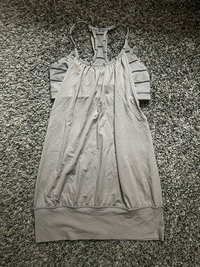lululemon athletica light gray tank with striped racerback